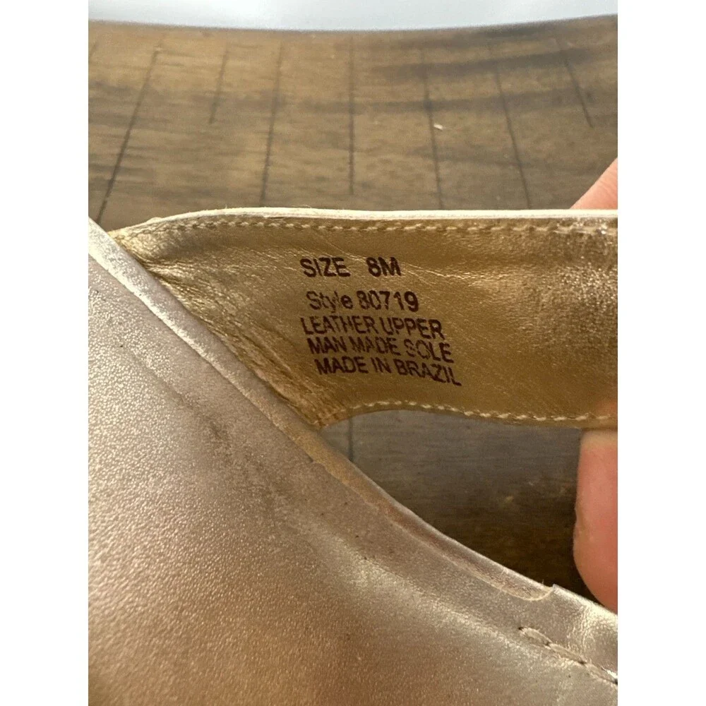 Lilly Pulitzer McKim Gold Metallic Leather Wedge Sandals Women’s 8M Resort